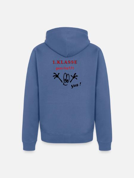 1.Klasse, Schule, yes - Unisex Premium Bio Zip Hoodie - Taubenblau