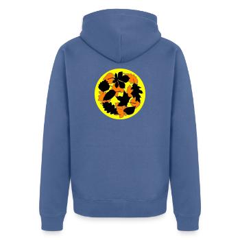 Herbst Oktober Wetter - Unisex Premium Bio Zip Hoodie - Taubenblau - Hinten - Nico (187cm)