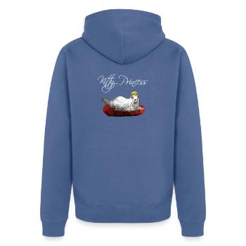 Kitty prinzess, Samt kissen, Katzen Sprüche - Unisex Premium Bio Zip Hoodie - Taubenblau - Hinten - Nico (187cm)