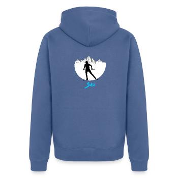 Ski de fond - Veste à capuche bio Premium Unisexe - bleu pigeon - Dos - Nico (187cm)