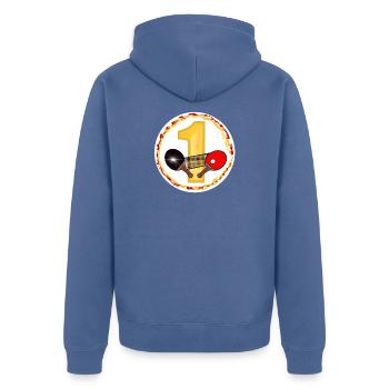 Table Tennis Birthday Design - Unisex Premium Organic Zip Hoodie - stone blue - Back - Nico (187cm)