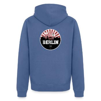 Match à domicile Berlin Skyline - Veste à capuche bio Premium Unisexe - bleu pigeon - Dos - Nico (187cm)
