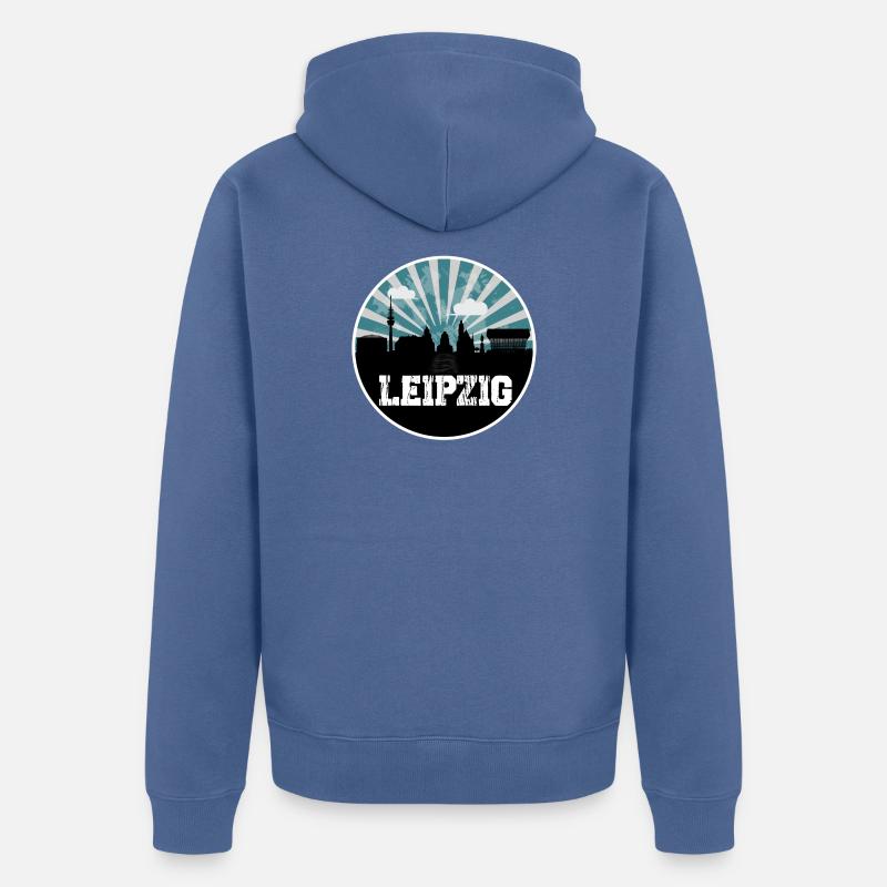 Leipzig Skyline Blue Hour - Veste à capuche bio Premium Unisexe - bleu pigeon
