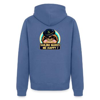 SAILING MAKES ME HAPPY SLOTH CAPTAIN - Unisex Premium Organic Zip Hoodie - stone blue - Back - Nico (187cm)