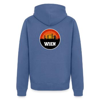 Wien Original Skyline - Unisex Premium Bio Zip Hoodie - Taubenblau - Hinten - Nico (187cm)