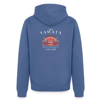 Yawata, Iwashimizu Hachimangu, Kyoto Region, Japan - Unisex Premium Organic Zip Hoodie - stone blue - Back - Nico (187cm)