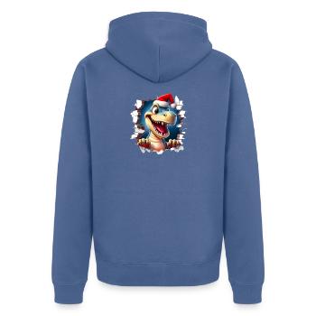Dino Weihnachtsdurchbruch - Unisex Premium Bio Zip Hoodie - Taubenblau - Hinten - Nico (187cm)