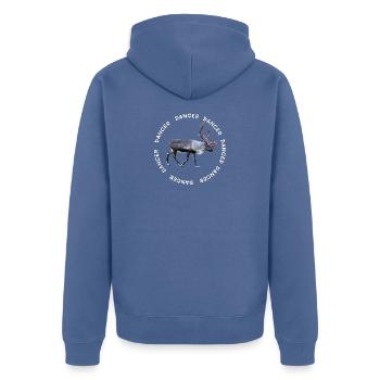 DANCER - Unisex Premium Organic Zip Hoodie - stone blue - Back - Nico (187cm)