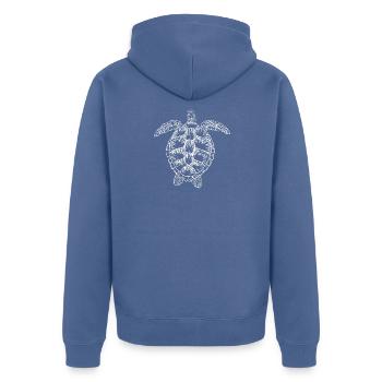 Tortue blanche2 - Veste à capuche bio Premium Unisexe - bleu pigeon - Dos - Nico (187cm)