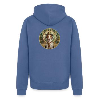 Jagdhund mit Hut - Unisex Premium Bio Zip Hoodie - Taubenblau - Hinten - Nico (187cm)