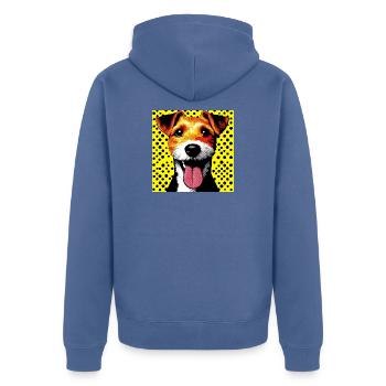 Hund Foxterrier Jack Russell Pop Art - Unisex Premium Bio Zip Hoodie - Taubenblau - Hinten - Nico (187cm)