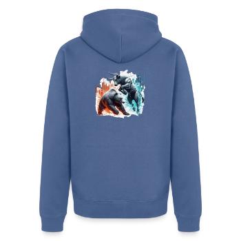 Finance Taureau Bear Fight Wall Street cadeau - Veste à capuche bio Premium Unisexe - bleu pigeon - Dos - Nico (187cm)