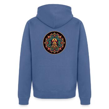Summer Buddha - Unisex Premium Bio Zip Hoodie - Taubenblau - Hinten - Nico (187cm)