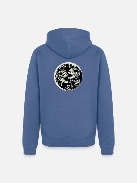Two Dinosaur Skull Tyrannosaurus Rex - Unisex Premium Organic Zip Hoodie - stone blue