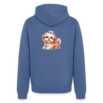 Chien mignon - Veste à capuche bio Premium Unisexe - bleu pigeon - Dos - Nico (187cm)