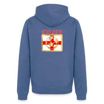 ENGLAND SPIELT FUSSBALL FUSSBALL - Unisex Premium Bio Zip Hoodie - Taubenblau - Hinten - Nico (187cm)