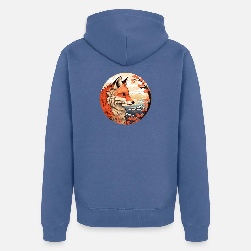 Fuchs zwischen den Blütengipfeln Herbst - Unisex Premium Bio Zip Hoodie - Taubenblau