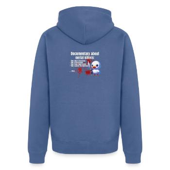 Êtes-vous un tueur en série ? - Veste à capuche bio Premium Unisexe - bleu pigeon - Dos - Nico (187cm)