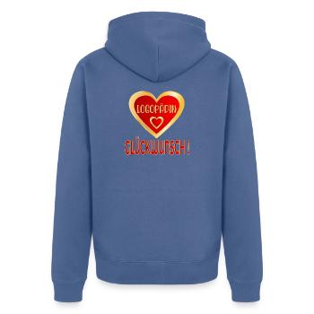 GLÜCKWUNSCH LOGOPÄDIN LOGOPÄDIE - Unisex Premium Bio Zip Hoodie - Taubenblau - Hinten - Nico (187cm)