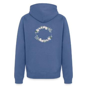 Spring Wreath - Personalizable - Unisex Premium Organic Zip Hoodie - stone blue - Back - Nico (187cm)