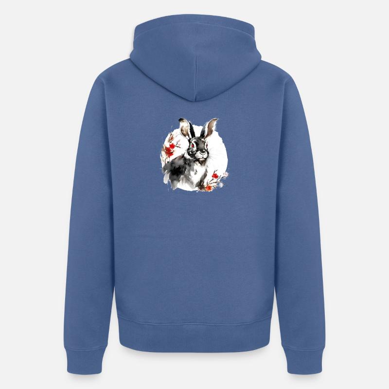 Chinesisches Sternzeichen Hase - Unisex Premium Bio Zip Hoodie - Taubenblau