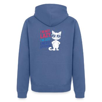 I'm Not Lazy, I'm Just Energy Efficient - Unisex Premium Organic Zip Hoodie - stone blue - Back - Nico (187cm)