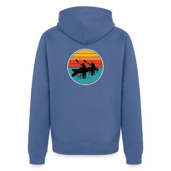 Sunset Kayak Duo Circle - Unisex Premium Organic Zip Hoodie - stone blue - Back - Nico (187cm)
