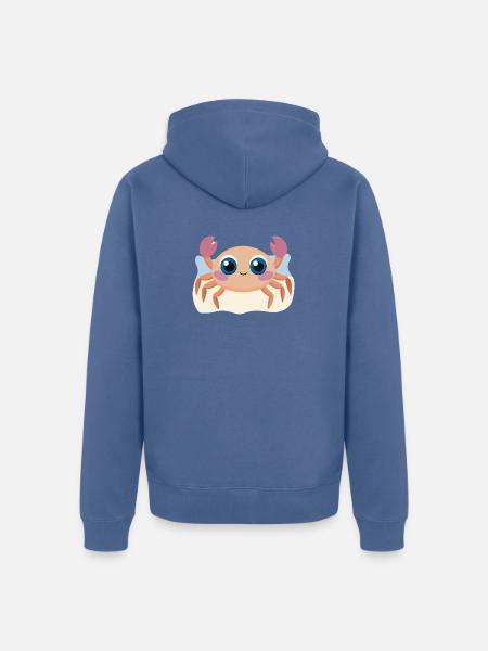 Glückliches Krebsbaby am Strand - Unisex Premium Bio Zip Hoodie - Taubenblau