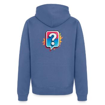 Fragezeichen - Unisex Premium Bio Zip Hoodie - Taubenblau - Hinten - Nico (187cm)