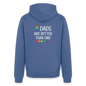 LGBTQ Pride Month - Two Dads Are Better Than One - Unisex Premium Organic Zip Hoodie - stone blue - Back - Nico (187cm)