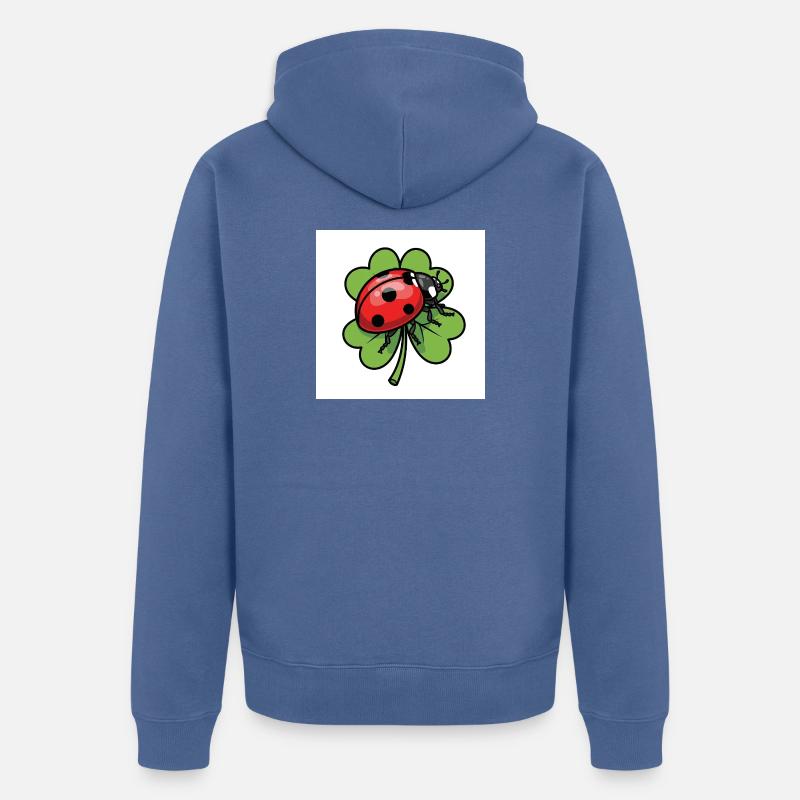 Trèfle avec motif coccinelle - Veste à capuche bio Premium Unisexe - bleu pigeon