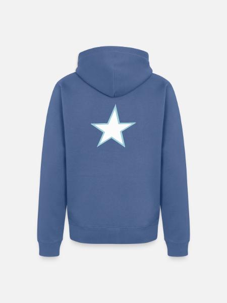 Leuchtender Stern mit blauer Umrandung - Unisex Premium Bio Zip Hoodie - Taubenblau