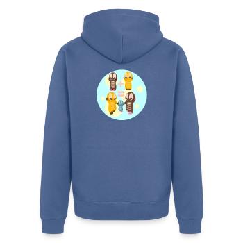 Niedliche Kawaiifiguren Familie - Unisex Premium Bio Zip Hoodie - Taubenblau - Hinten - Nico (187cm)