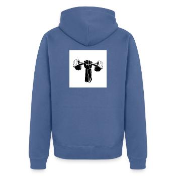 Force de l’haltère Kraftfist - Veste à capuche bio Premium Unisexe - bleu pigeon - Dos - Nico (187cm)