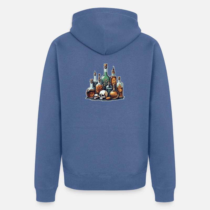 Alchemie Fläschchen Schädel Design - Unisex Premium Bio Zip Hoodie - Taubenblau