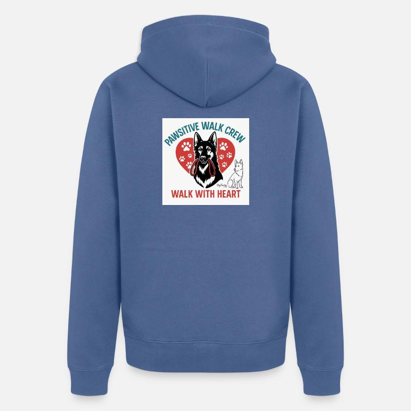 Pawsitive Walk Crew Coeur Pattes - Veste à capuche bio Premium Unisexe - bleu pigeon