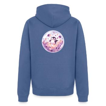 Pinguin in Seifenblasenkugel - Unisex Premium Bio Zip Hoodie - Taubenblau - Hinten - Nico (187cm)