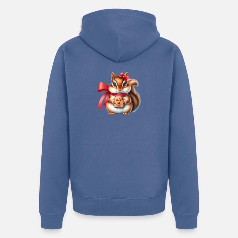 Ingwer-Eichhörnchen mit Keks - Unisex Premium Bio Zip Hoodie - Taubenblau
