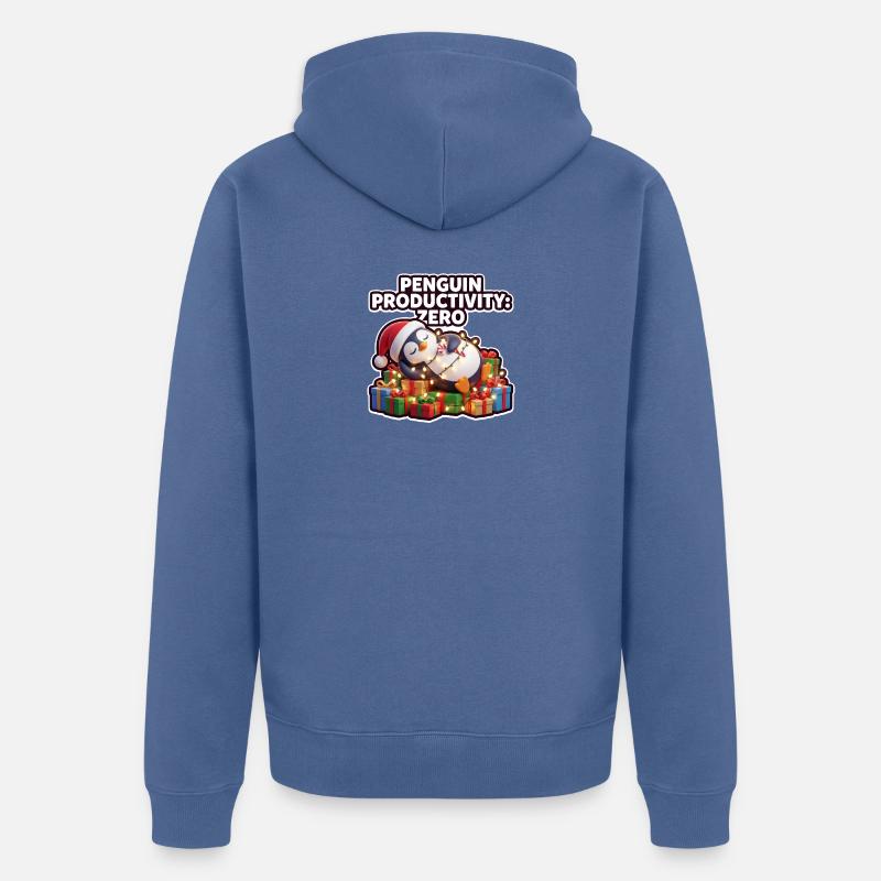 Penguin Productivity Zero Christmas - Veste à capuche bio Premium Unisexe - bleu pigeon
