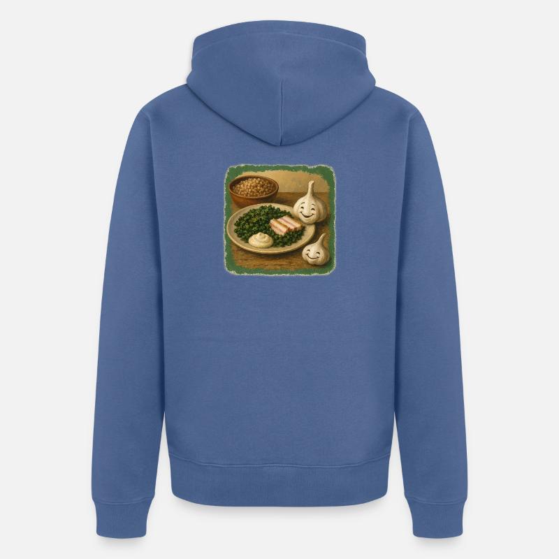 Ail souriant avec chou kale - Veste à capuche bio Premium Unisexe - bleu pigeon