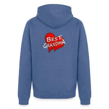 BEST GRANDMA - Unisex Premium Bio Zip Hoodie - Taubenblau - Hinten - Nico (187cm)