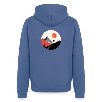 Walking in the mountains, a passion for hikers - Unisex Premium Organic Zip Hoodie - stone blue - Back - Nico (187cm)