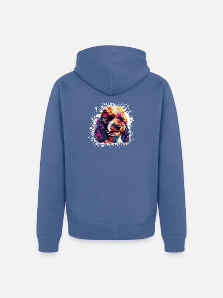 Farbklecks Hund Tier Dog - Unisex Premium Bio Zip Hoodie - Taubenblau