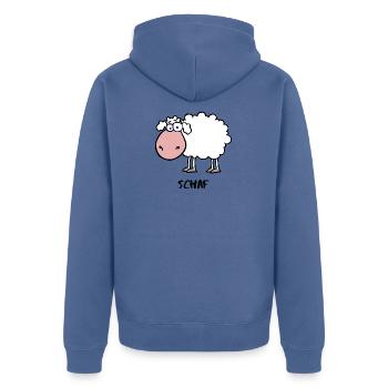 Schaf - Unisex Premium Bio Zip Hoodie - Taubenblau - Hinten - Nico (187cm)