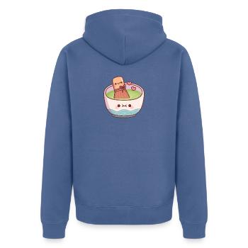 Cute Matcha Tea Bowl And Whisk Valentines Day - Unisex Premium Organic Zip Hoodie - stone blue - Back - Nico (187cm)