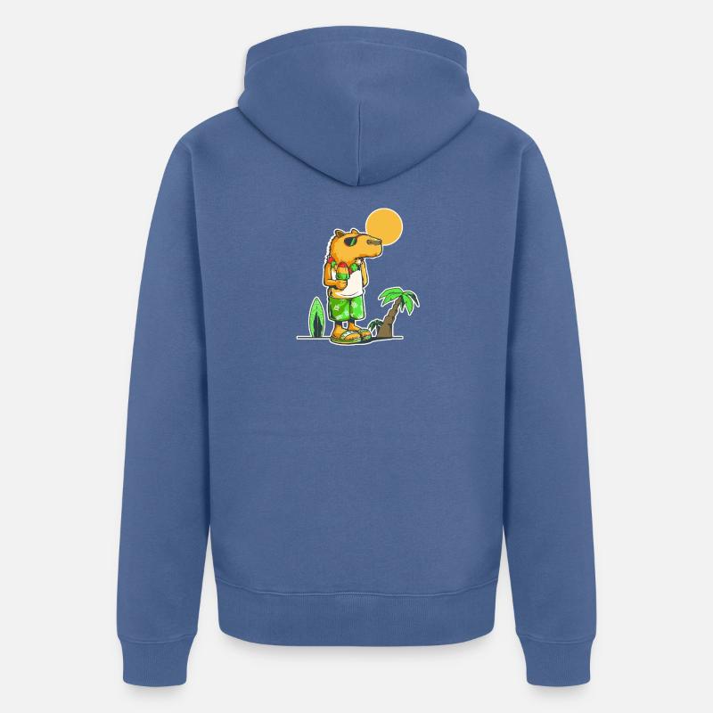 Capybara à la plage - Veste à capuche bio Premium Unisexe - bleu pigeon