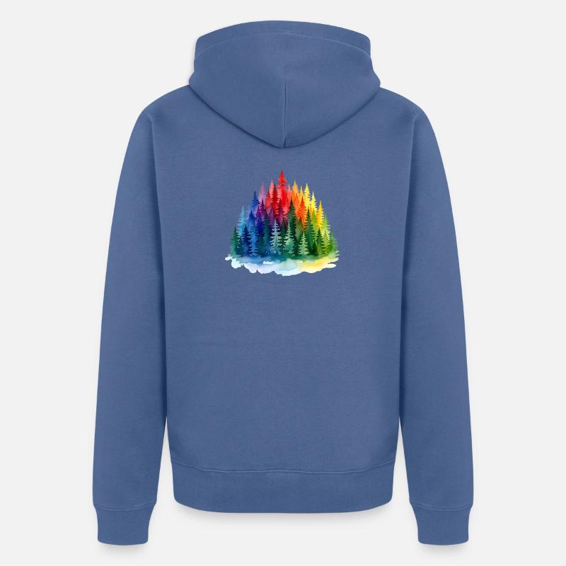 Regenbogenwald Silhouette Rainbow forest - Unisex Premium Bio Zip Hoodie - Taubenblau