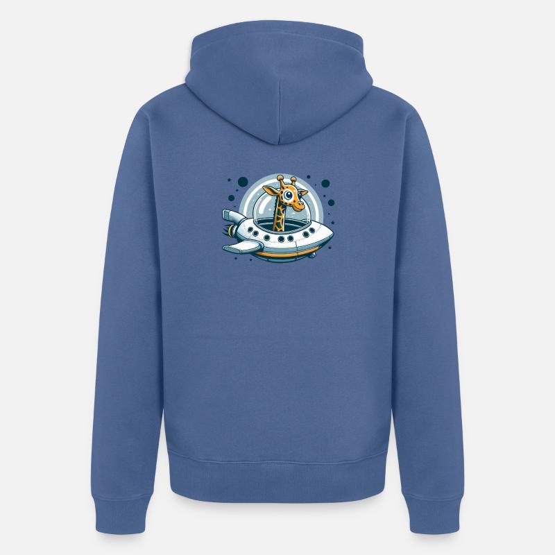 Aventure spatiale de girafe - Veste à capuche bio Premium Unisexe - bleu pigeon
