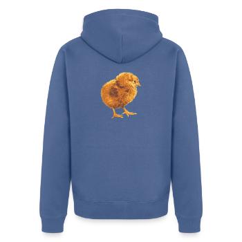 Hühner Fans -  Hahn - Gockel - Küken - Unisex Premium Bio Zip Hoodie - Taubenblau - Hinten - Nico (187cm)