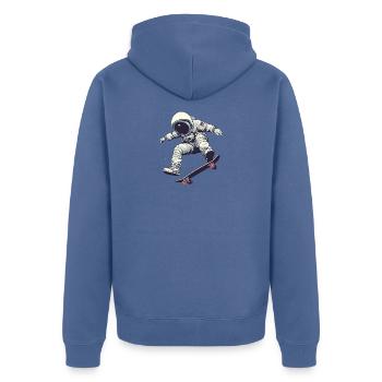 Skating in Space - Unisex Premium Organic Zip Hoodie - stone blue - Back - Nico (187cm)